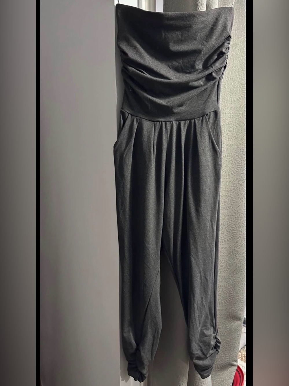 Women's Grey Draped Jumpsuit